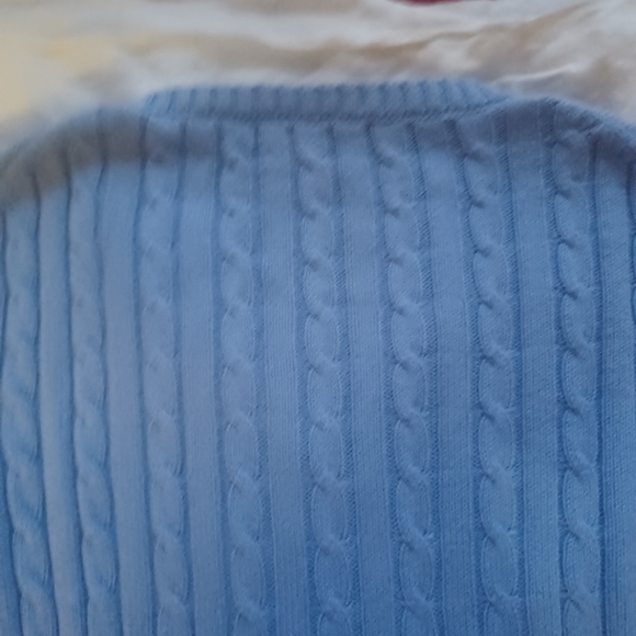ADRIENNE VITTADINI PERIWINKLE CABLE KNIT VNACK COTTON SWEATER SIZE M - Picture 2 of 9